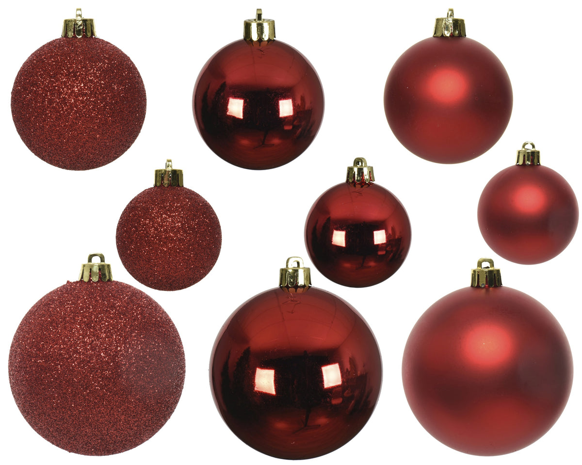 Kerstballen Kerstrood Mix – 30 Stuks – 4/5/6 cm - foto 3