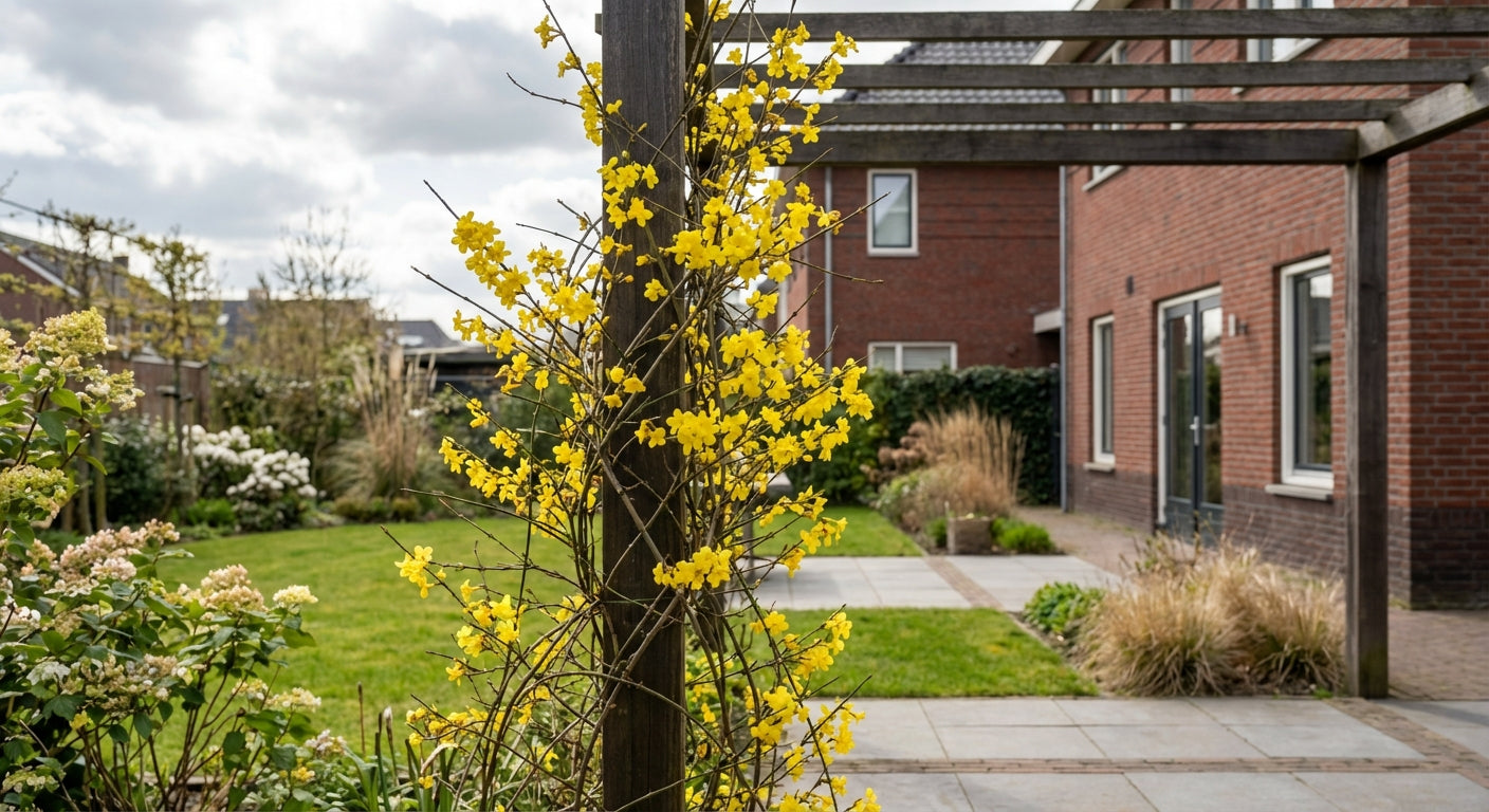 Klimplant Jasminum nudiflorum (winterjasmijn) - Klimplanten