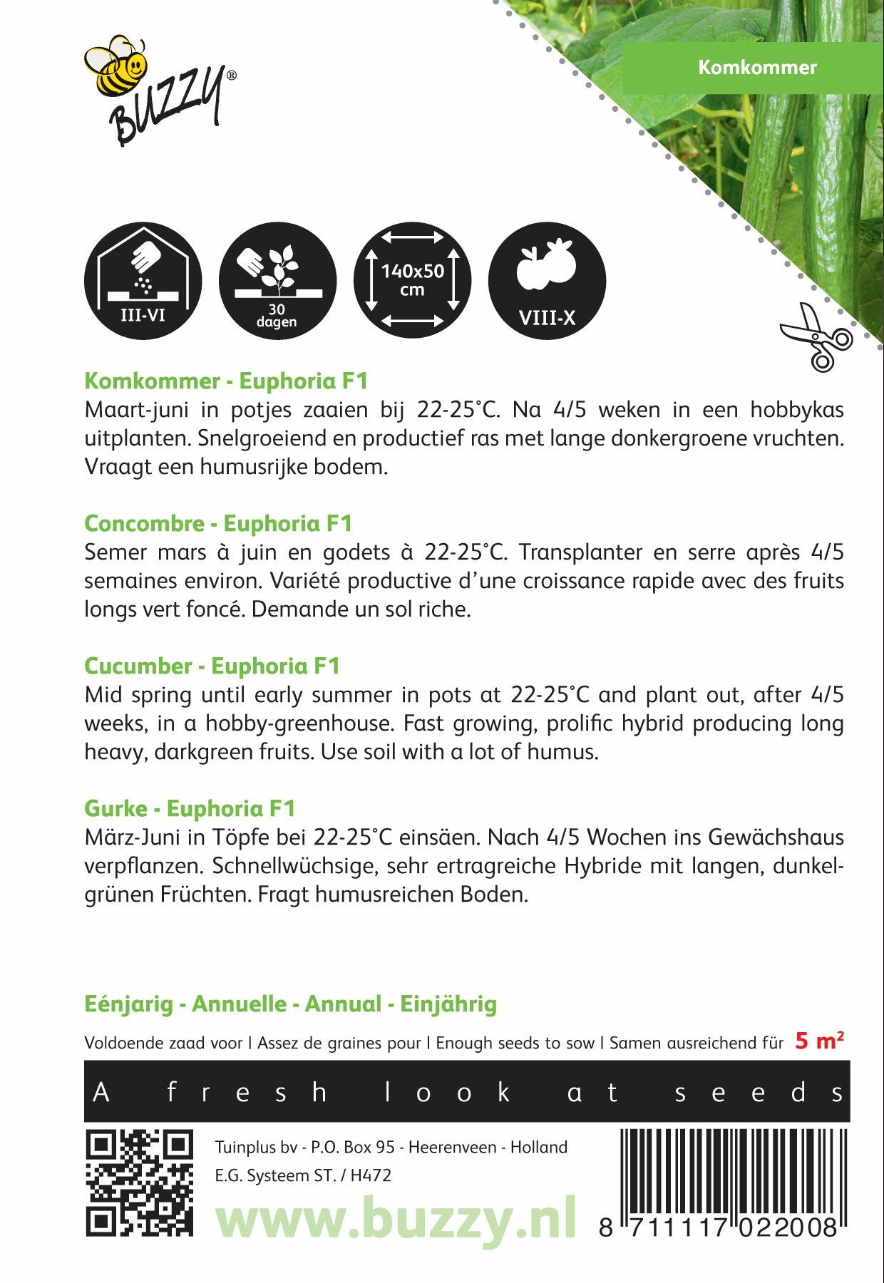 Komkommer Euphoria F1 - Zaden