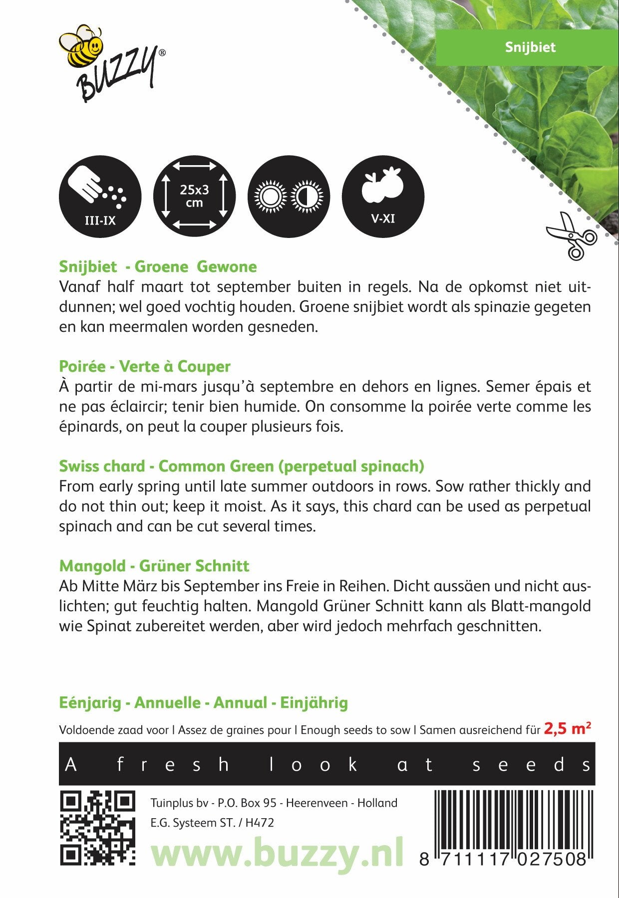 Snijbiet Groene Gewone - Zaden