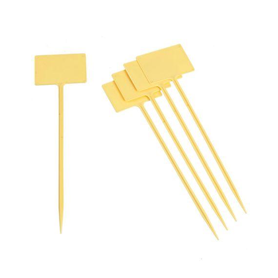 Plaatetiketten kunststof geel 34cm set à 5 stuks - Kweekbenodigdheden