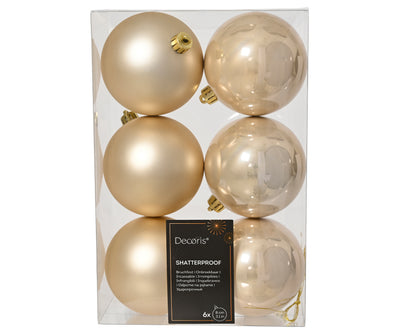 Kerstballen Parel 8 cm – 6 Stuks – Mat & Glanzend