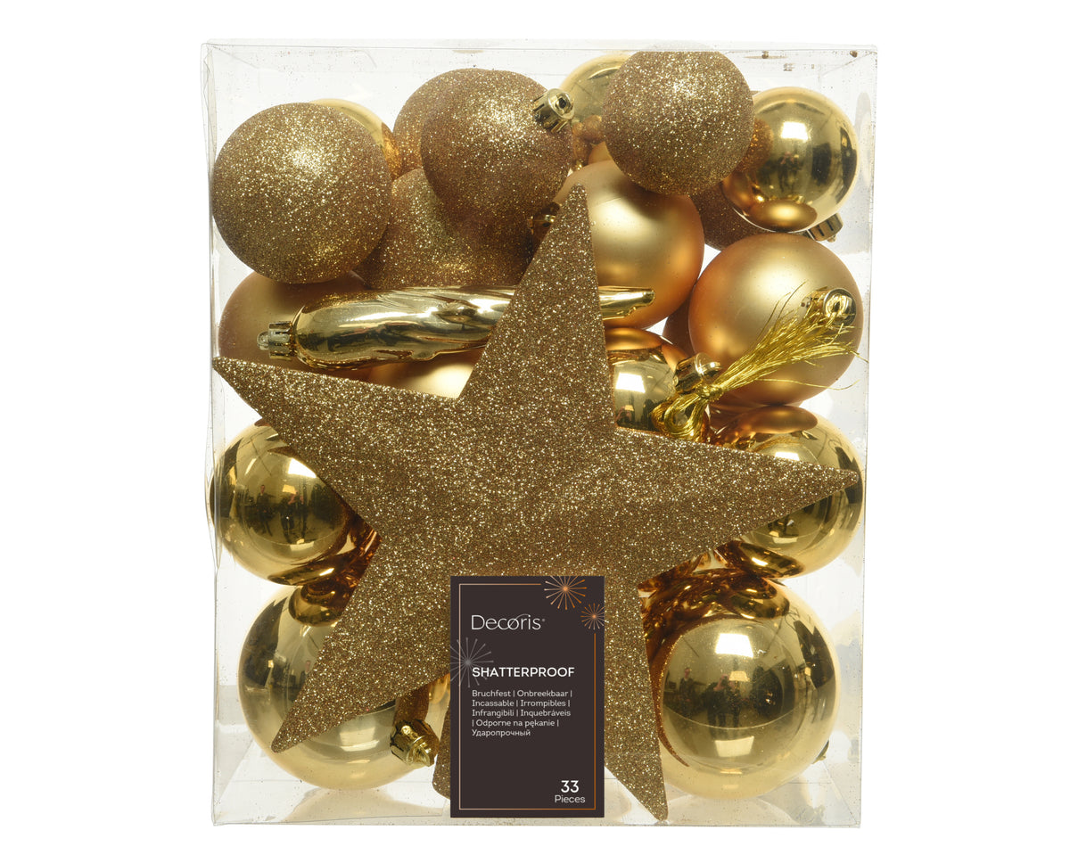 Kerstballen Goud – 33 Stuks – 8 cm