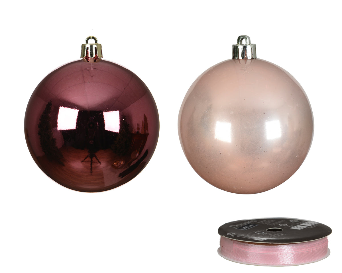 Kerstballen Roze Mix – 34 Stuks – 8 cm – In Koker - foto 2