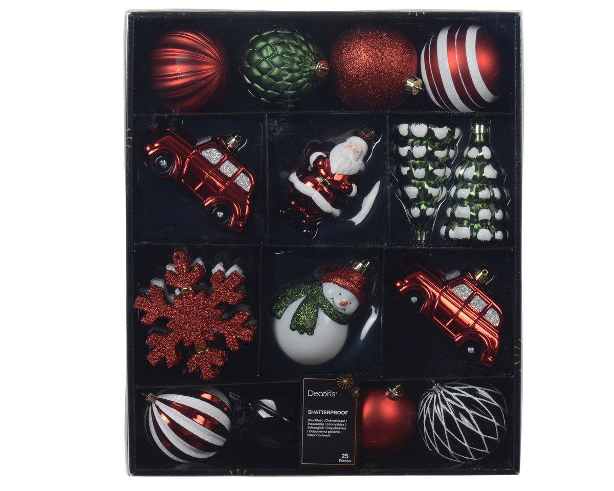 Kerstballen Mix Box – 25 Stuks – Mat, Glans & Glitter