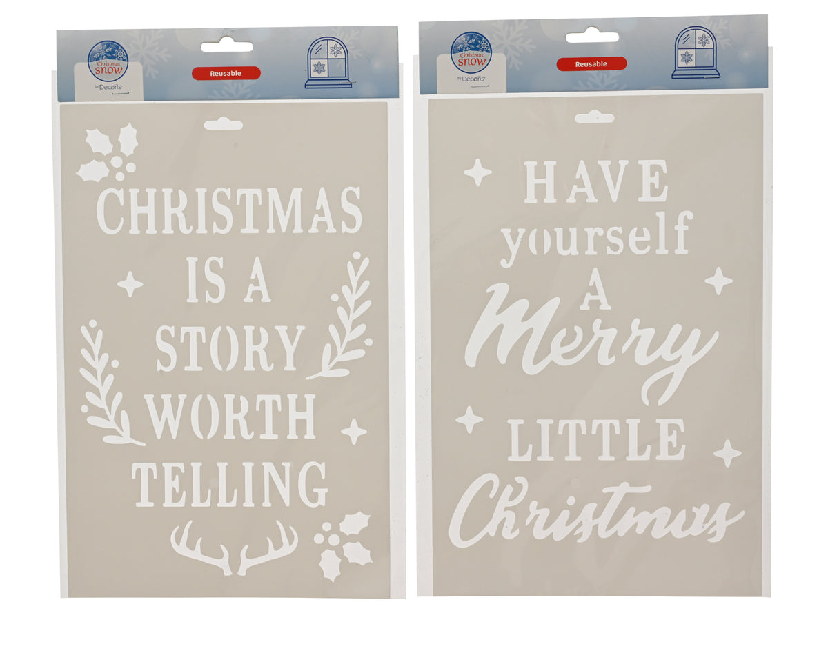Kerst Raamstencils Teksten Set – 38 × 38 cm