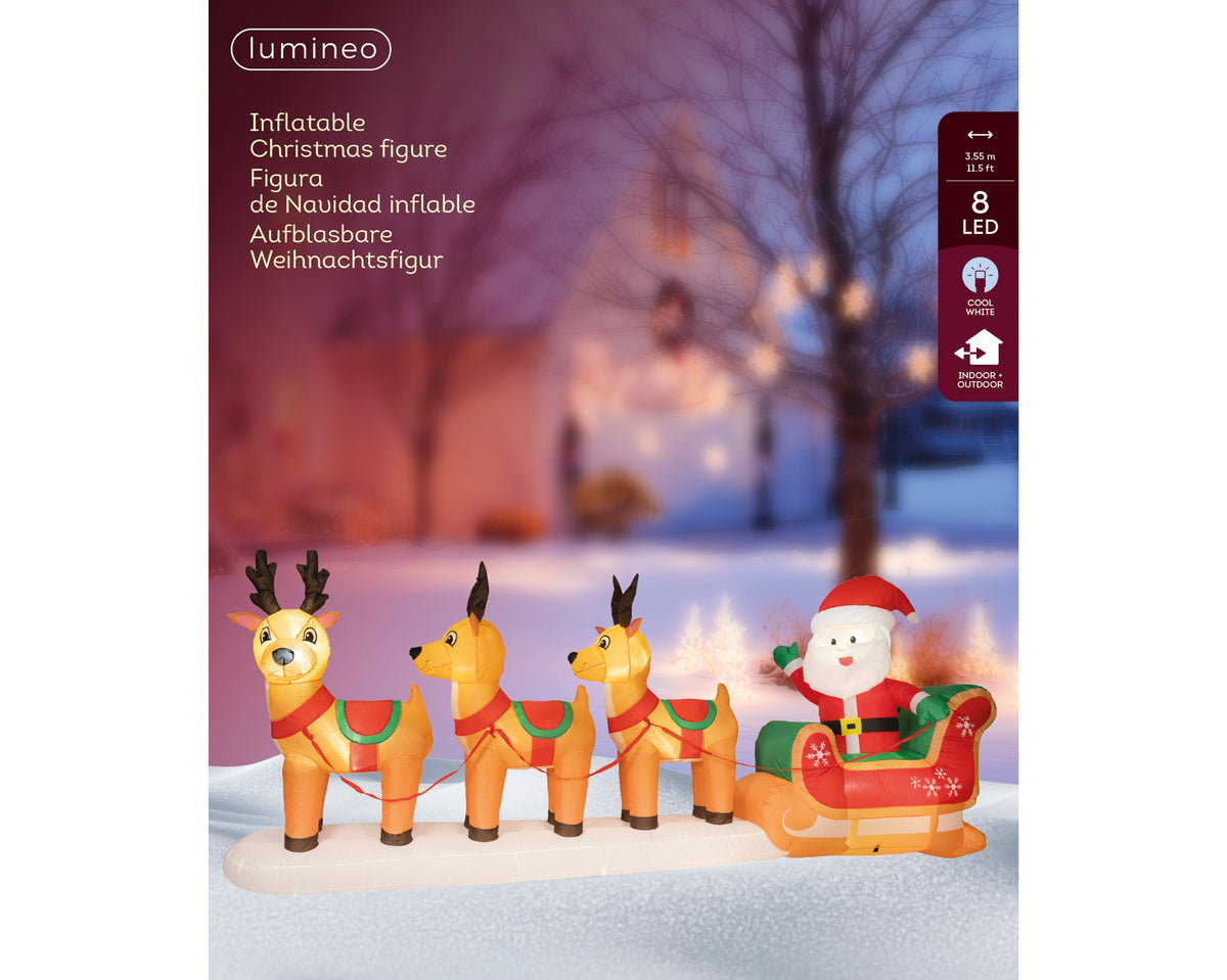 Opblaasbare Kerstman met Rendieren – LED – 355 cm - foto 3