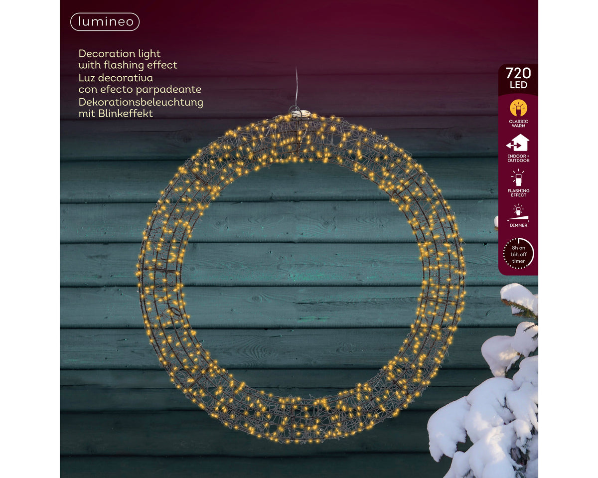 Kerst LED Krans – 720 LED – Timer – Zwart – Ø 58 cm - foto 3