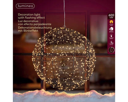 Kerst Lichtbol – 600 LED – Timer – Klassiek Warm – Ø 40 cm - foto 3