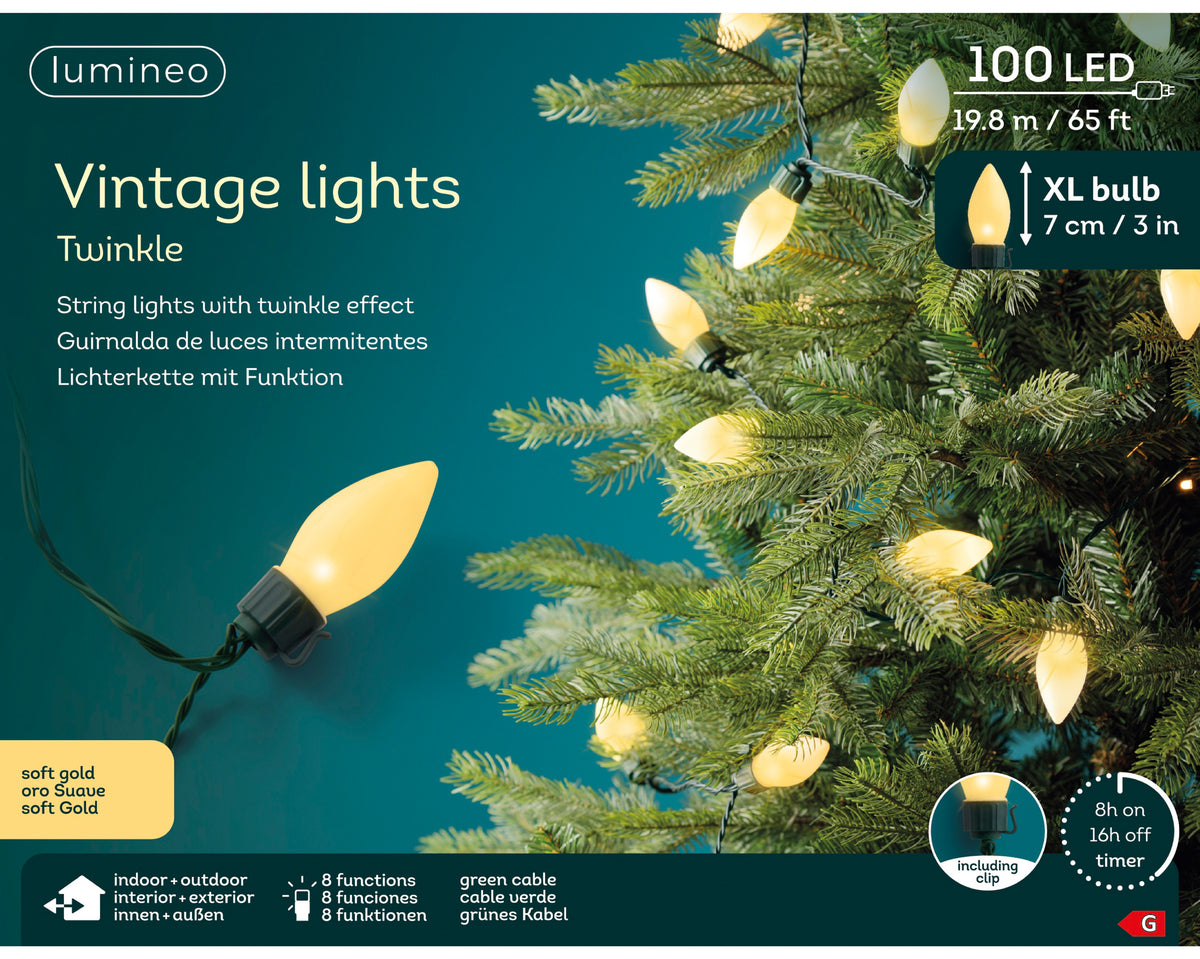 LED Kerstverlichting XL Vintage - 19,8 m - Soft Gold - Twinkle - foto 6