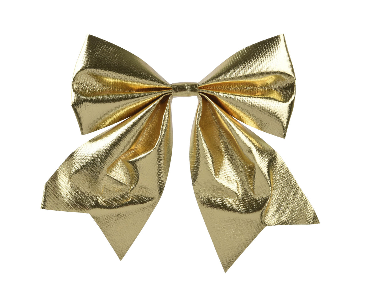 Kerststrikken Polyester - 15 x 17 cm - Glanzend goud - 2 stuks - foto 2