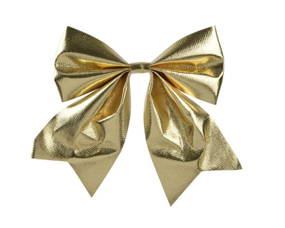 Kerststrikken Polyester - 15 x 17 cm - Glanzend goud - 2 stuks - foto 2