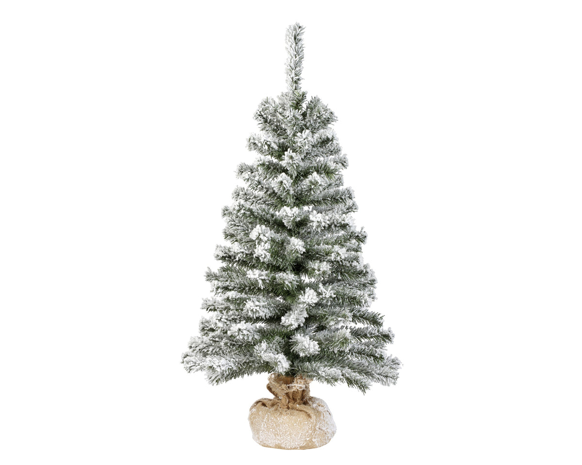 Mini Kunstkerstboom - H 90 cm - Ø 46 cm - Besneeuwd