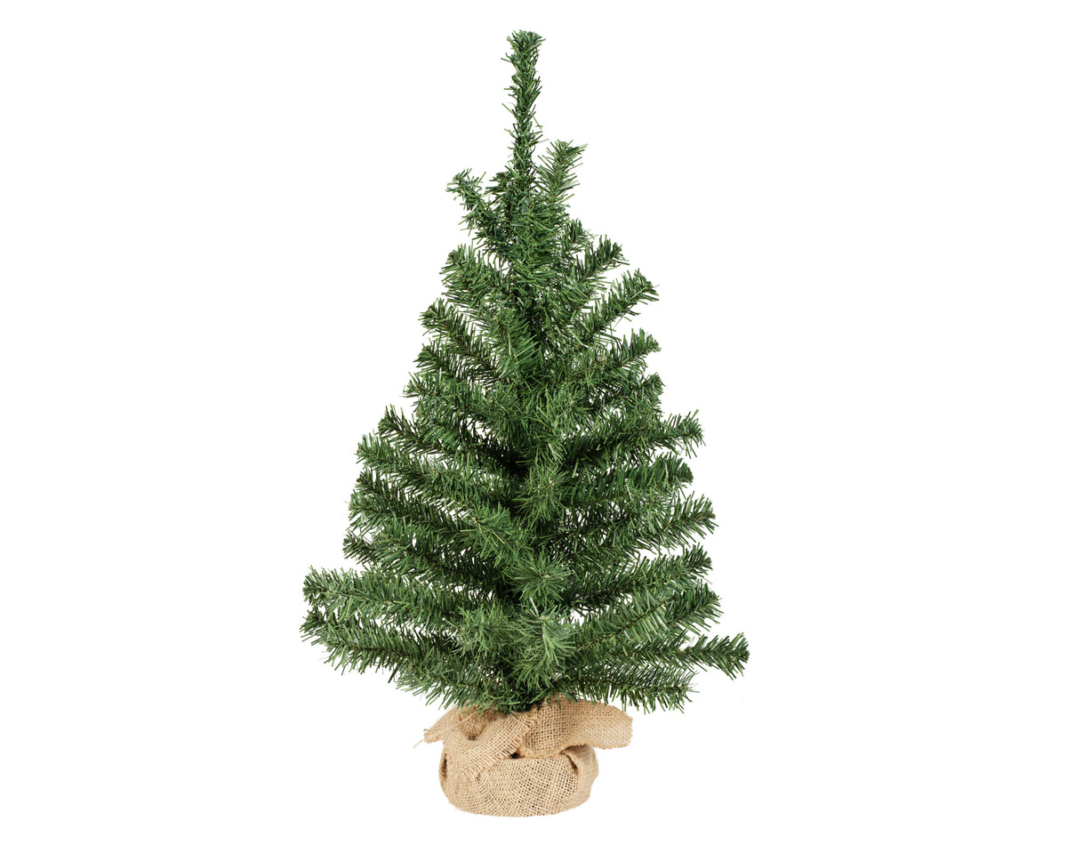 Mini Kunstkerstboom - H 60 cm - Groen - Jute Zak