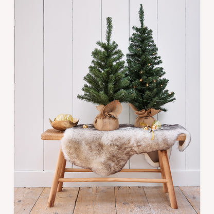 Mini Kunstkerstboom - H 60 cm - Groen - Jute Zak - foto 2