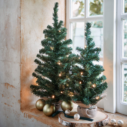 Mini Kunstkerstboom - H 75 cm - Groen - Jute Zak - foto 3
