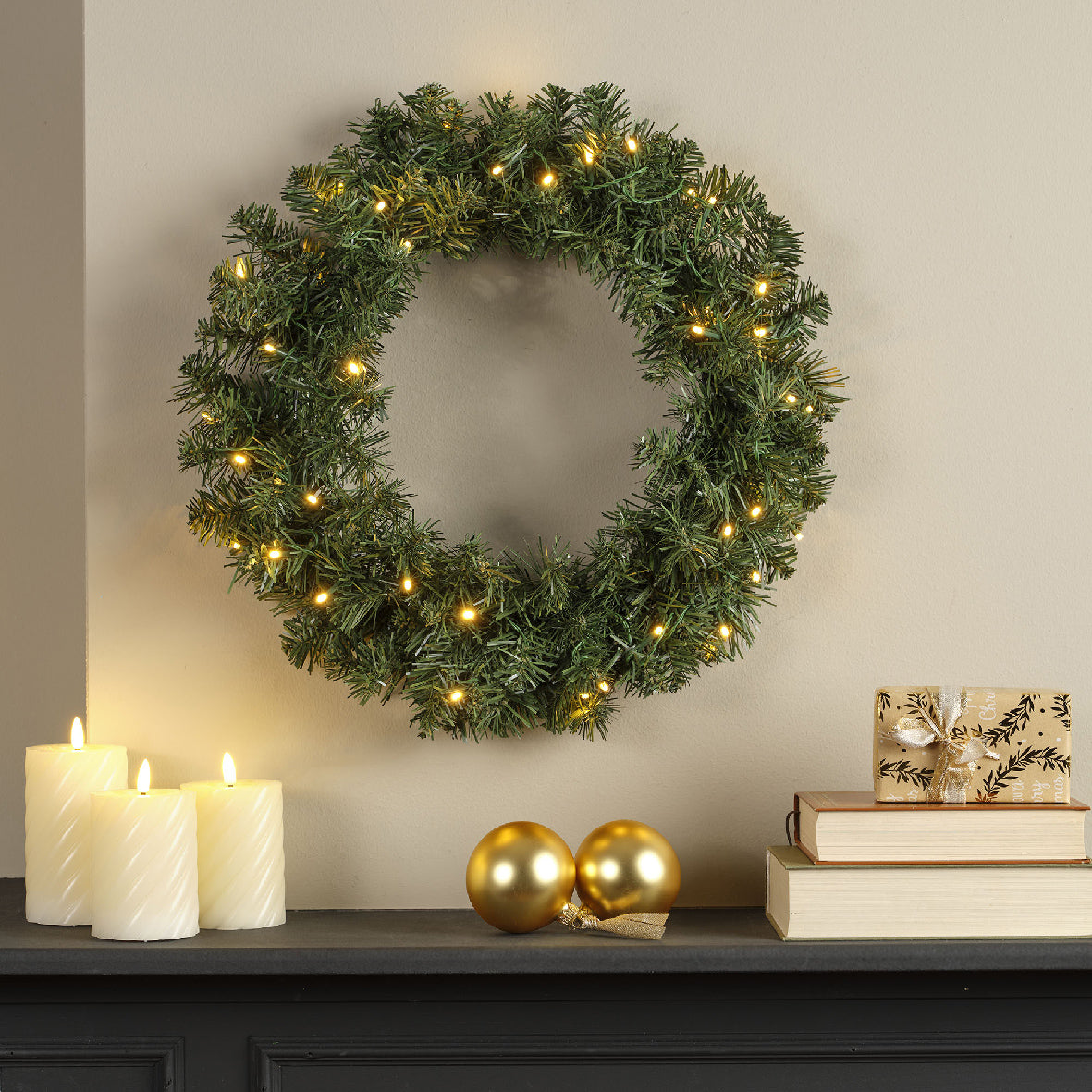 LED Kerstkrans - Ø 50 cm - Groen - 40 LED's - Timer - foto 4