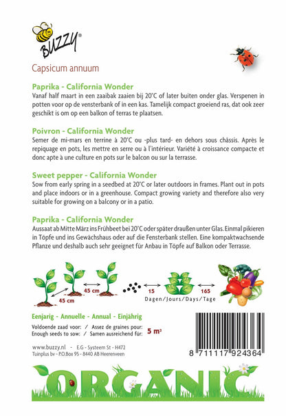 Paprika California Wonder (BIO) - Zaden