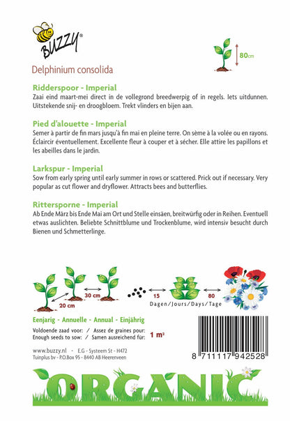 Delphinium, Ridderspoor Imperial (BIO) - Zaden