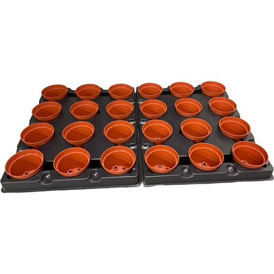 Kweektray met 24 potjes - 6cm rood